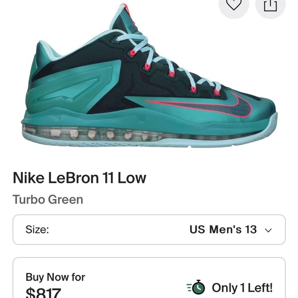 Nike LeBron 11 Low Turbo Green Sneakers